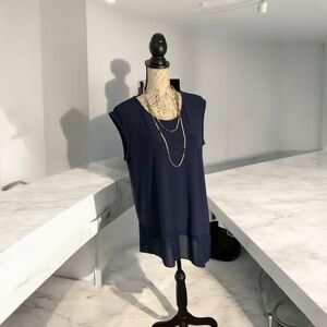 Chaus Navy Blue Sleeveless Blouse Medium